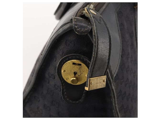 Bolsa Boston GUCCI GG Canvas Web Sherry Line Preta Ouro Auth 175830A Preto Dourado - vista 18
