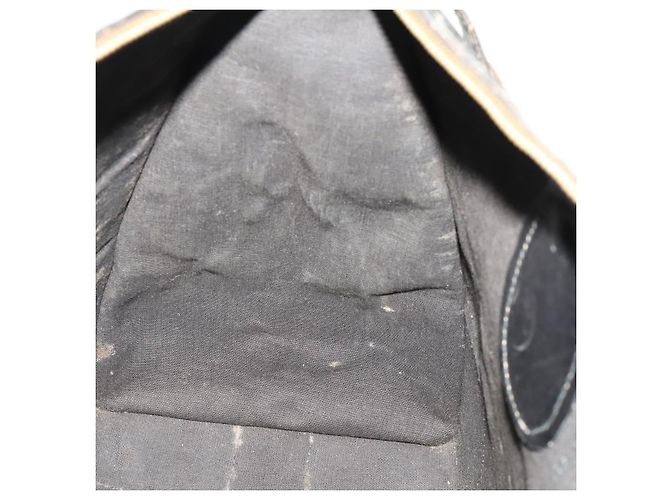 Bolsa Boston GUCCI GG Canvas Web Sherry Line Preta Ouro Auth 175830A Preto Dourado - vista 19