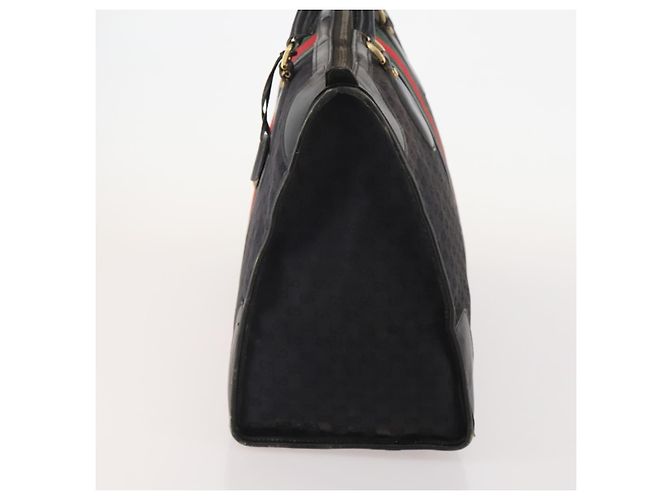 Bolsa Boston GUCCI GG Canvas Web Sherry Line Preta Ouro Auth 175830A Preto Dourado - vista 3