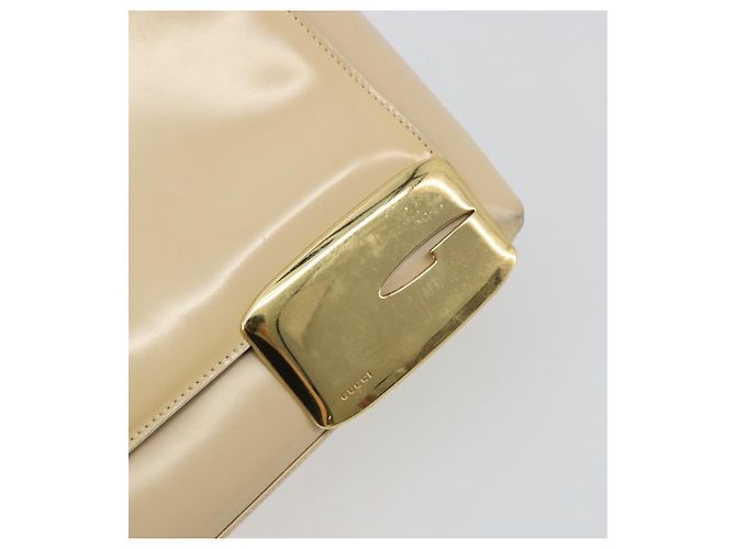 Borsa a Spalla GUCCI in Pelle Vernice Avorio Oro 001 3444 1812 Auth bs34812 - vista 10