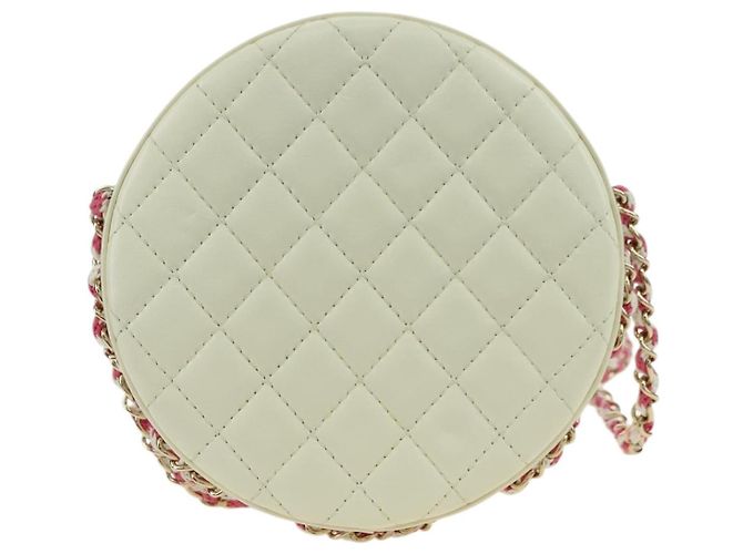 CHANEL Matelasse Cruise Line Chain Bag Pelle Bianco Oro CC Auth 178074SM D'oro - vista 2