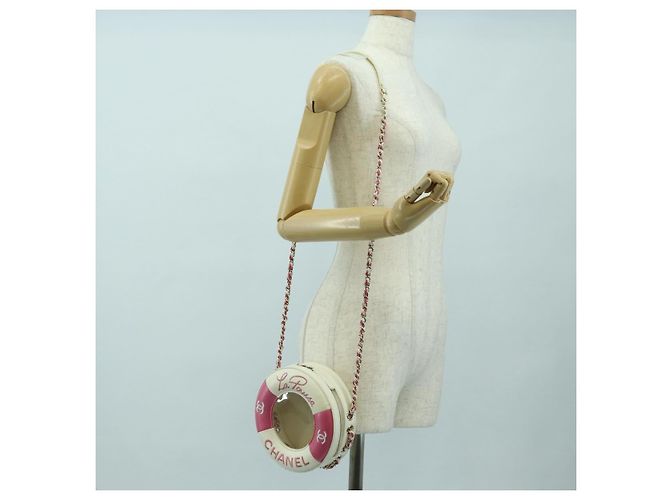 CHANEL Matelasse Cruise Line Chain Bag Pelle Bianco Oro CC Auth 178074SM D'oro - vista 26