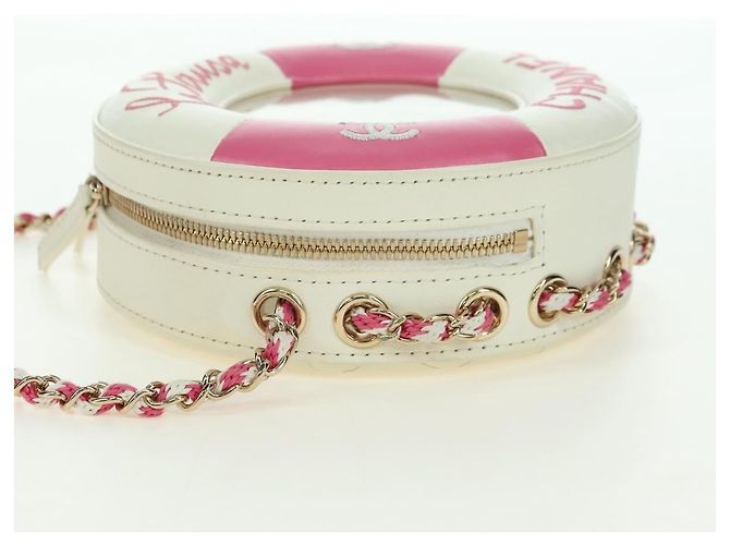 CHANEL Matelasse Cruise Line Chain Bag Pelle Bianco Oro CC Auth 178074SM D'oro - vista 3