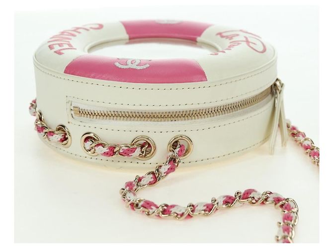 CHANEL Matelasse Cruise Line Chain Bag Pelle Bianco Oro CC Auth 178074SM D'oro - vista 4