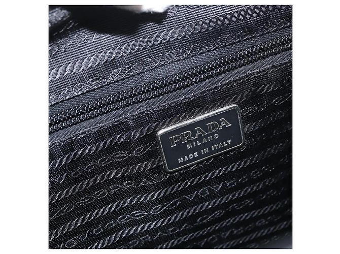Borsa Tote PRADA in tela nero e oro Auth 176696 D'oro - vista 10
