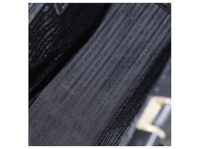 Borsa Tote PRADA in tela nero e oro Auth 176696 D'oro - vista 11