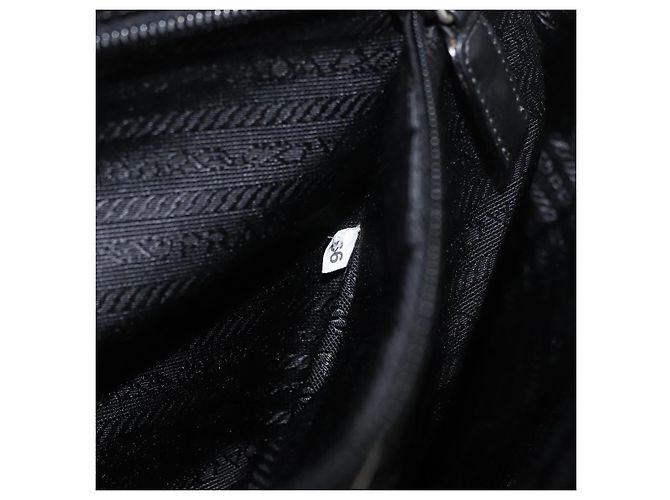 Borsa Tote PRADA in tela nero e oro Auth 176696 D'oro - vista 12