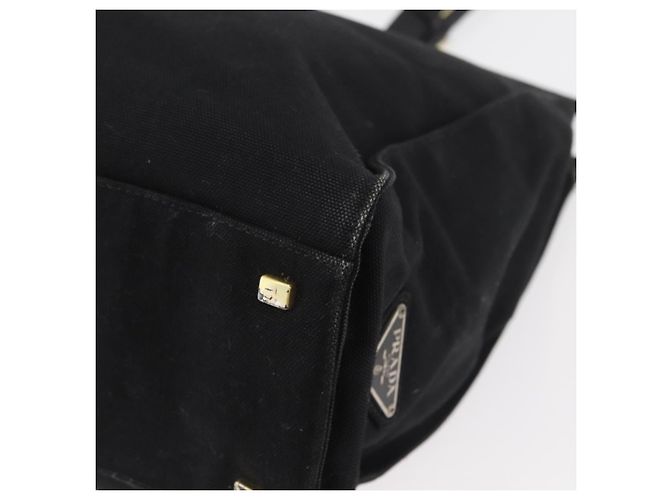 Borsa Tote PRADA in tela nero e oro Auth 176696 D'oro - vista 14
