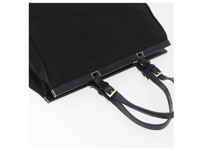 Borsa Tote PRADA in tela nero e oro Auth 176696 D'oro - vista 6