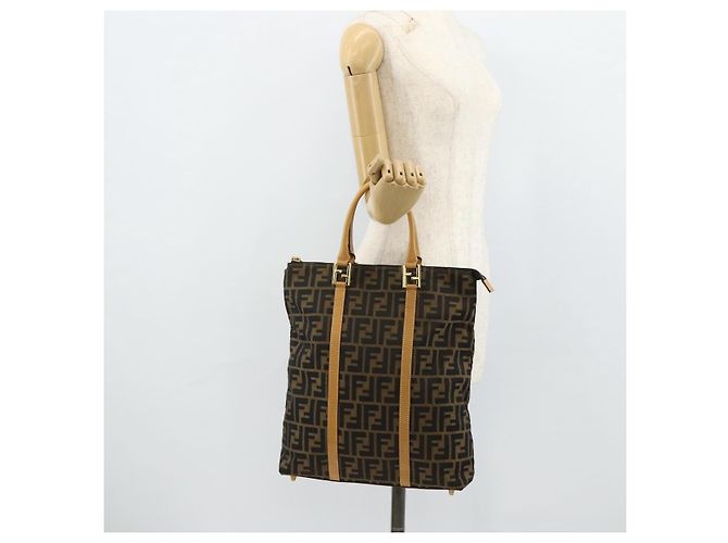Borsa a mano FENDI Zucca Canvas Nero Marrone Auth 178688A - vista 22