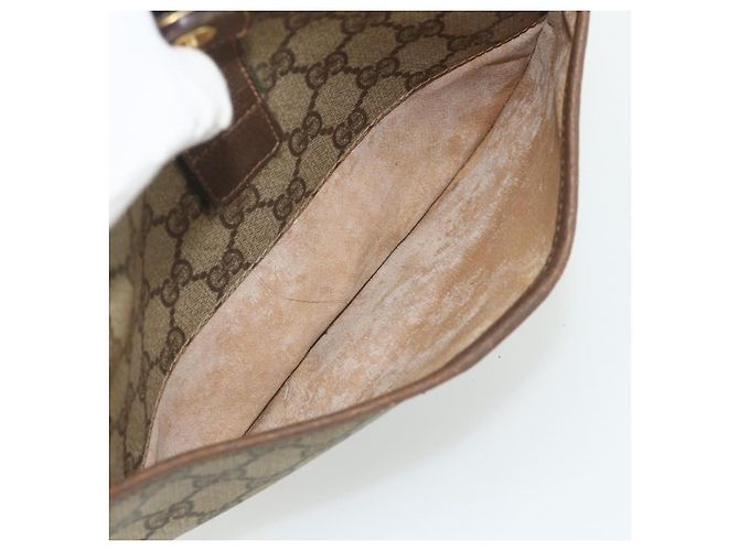 Borsa GUCCI GG Supreme Web Sherry Line in PVC Beige Oro 89 02 032 Auth 177923 D'oro - vista 11