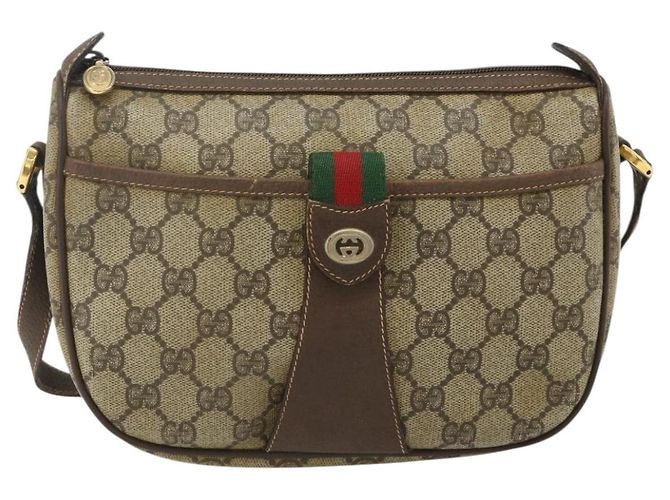 Borsa GUCCI GG Supreme Web Sherry Line in PVC Beige Oro 89 02 032 Auth 177923 D'oro - vista 13