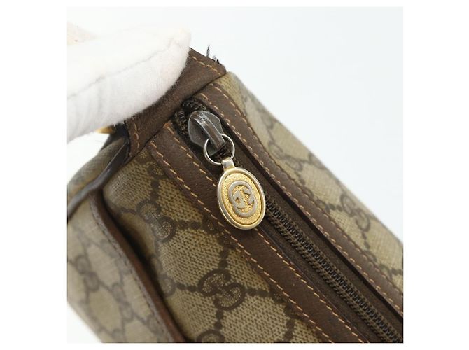 Borsa GUCCI GG Supreme Web Sherry Line in PVC Beige Oro 89 02 032 Auth 177923 D'oro - vista 17