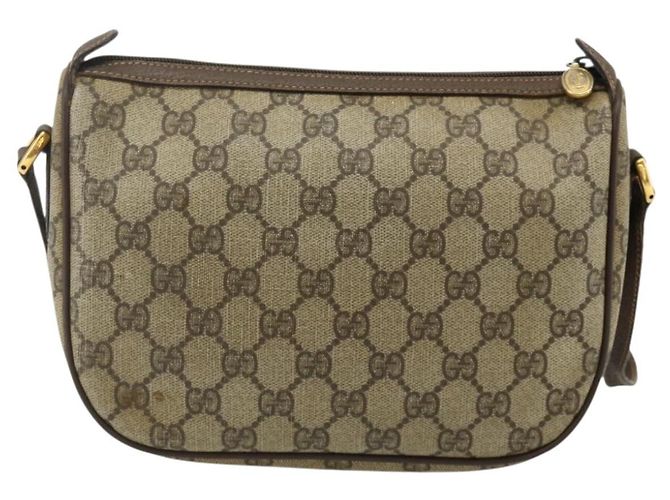 Borsa GUCCI GG Supreme Web Sherry Line in PVC Beige Oro 89 02 032 Auth 177923 D'oro - vista 2