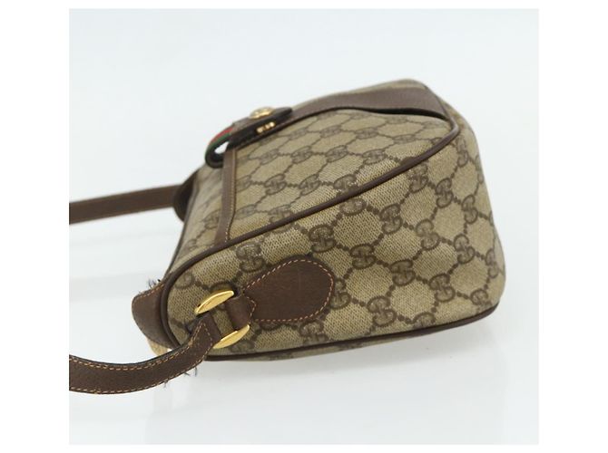 Borsa GUCCI GG Supreme Web Sherry Line in PVC Beige Oro 89 02 032 Auth 177923 D'oro - vista 3