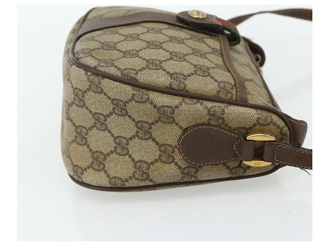 Borsa GUCCI GG Supreme Web Sherry Line in PVC Beige Oro 89 02 032 Auth 177923 D'oro - vista 4