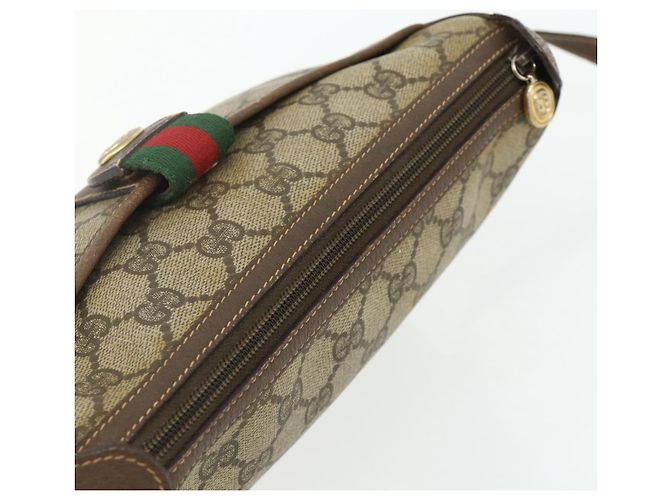 Borsa GUCCI GG Supreme Web Sherry Line in PVC Beige Oro 89 02 032 Auth 177923 D'oro - vista 6