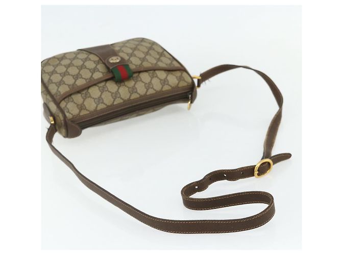 Borsa GUCCI GG Supreme Web Sherry Line in PVC Beige Oro 89 02 032 Auth 177923 D'oro - vista 7