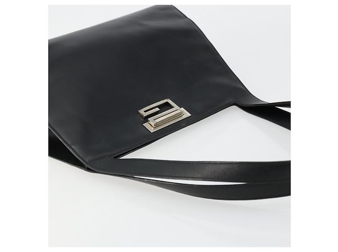 Bolsa de Ombro GUCCI em Couro Preto Prata 001 3038 Auth 178252 - vista 6