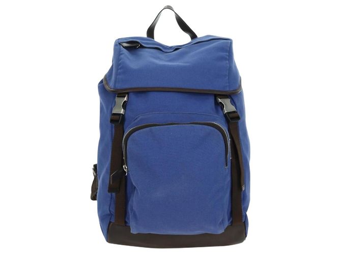 Zaino PRADA in tela blu argento Auth 176786 - vista 13