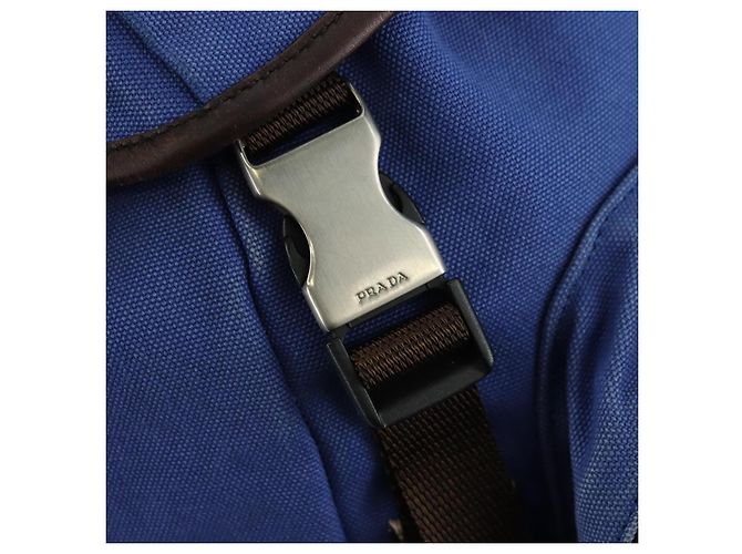 Zaino PRADA in tela blu argento Auth 176786 - vista 21
