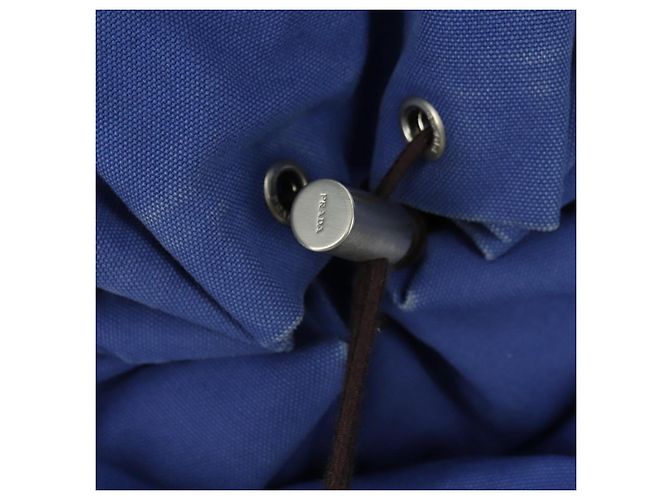 Zaino PRADA in tela blu argento Auth 176786 - vista 23