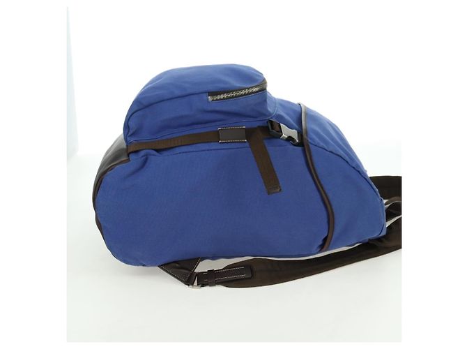 Zaino PRADA in tela blu argento Auth 176786 - vista 6