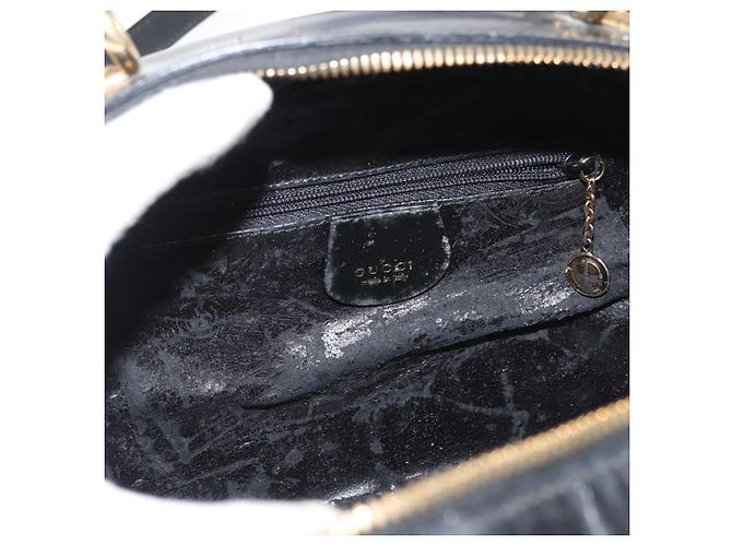 Borsa a mano GUCCI Bamboo in pelle 2way Nero Oro Auth 178244 D'oro - vista 10