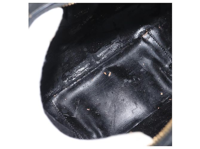 Borsa a mano GUCCI Bamboo in pelle 2way Nero Oro Auth 178244 D'oro - vista 11