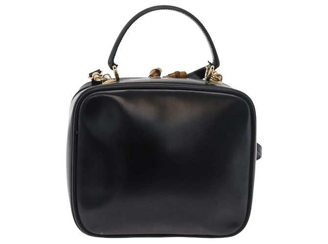 Borsa a mano GUCCI Bamboo in pelle 2way Nero Oro Auth 178244 D'oro - vista 2