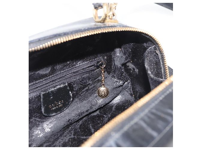 Borsa a mano GUCCI Bamboo in pelle 2way Nero Oro Auth 178244 D'oro - vista 22
