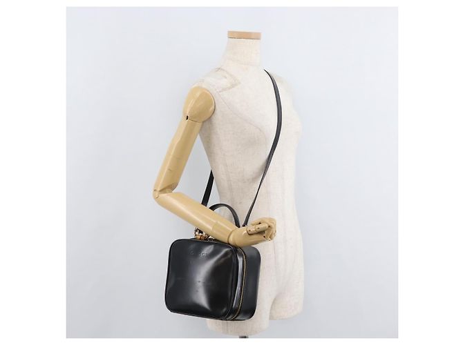 Borsa a mano GUCCI Bamboo in pelle 2way Nero Oro Auth 178244 D'oro - vista 24
