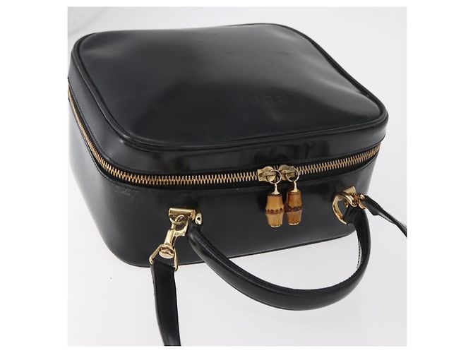 Borsa a mano GUCCI Bamboo in pelle 2way Nero Oro Auth 178244 D'oro - vista 6