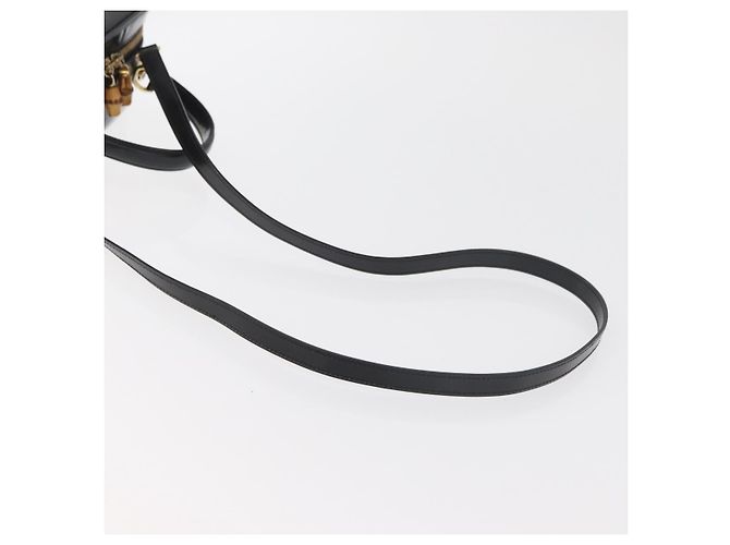 Borsa a mano GUCCI Bamboo in pelle 2way Nero Oro Auth 178244 D'oro - vista 9