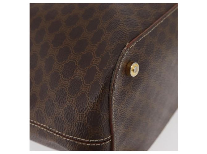 Céline Borsa CELINE Macadam Canvas PVC Pelle Marrone Oro Auth 178960 D'oro - vista 15