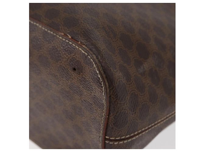 Céline Borsa CELINE Macadam Canvas PVC Pelle Marrone Oro Auth 178960 D'oro - vista 16
