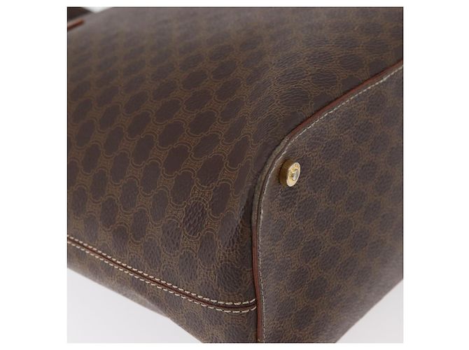 Céline Borsa CELINE Macadam Canvas PVC Pelle Marrone Oro Auth 178960 D'oro - vista 17