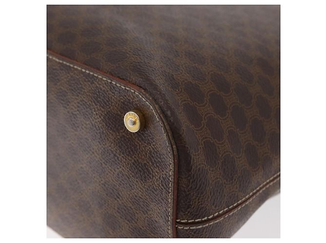Céline Borsa CELINE Macadam Canvas PVC Pelle Marrone Oro Auth 178960 D'oro - vista 18
