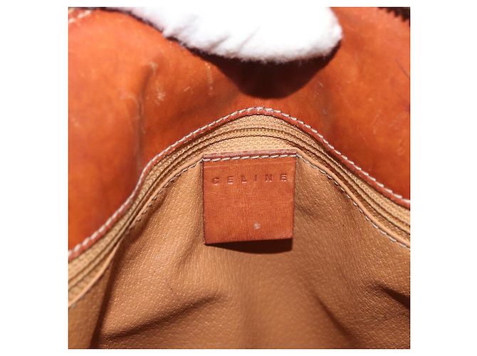 Céline Borsa CELINE Macadam Canvas PVC Pelle Marrone Oro Auth 178960 D'oro - vista 21