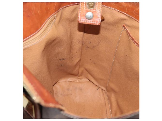 Céline Borsa CELINE Macadam Canvas PVC Pelle Marrone Oro Auth 178960 D'oro - vista 22