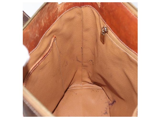 Céline Borsa CELINE Macadam Canvas PVC Pelle Marrone Oro Auth 178960 D'oro - vista 23