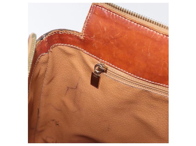 Céline Borsa CELINE Macadam Canvas PVC Pelle Marrone Oro Auth 178960 D'oro - vista 24