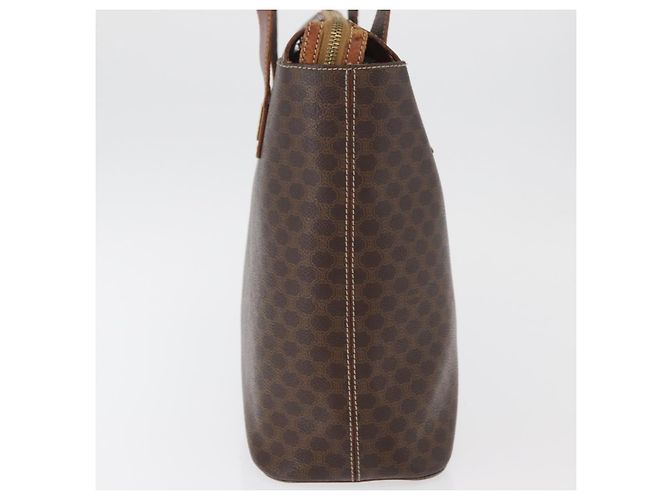 Céline Borsa CELINE Macadam Canvas PVC Pelle Marrone Oro Auth 178960 D'oro - vista 3