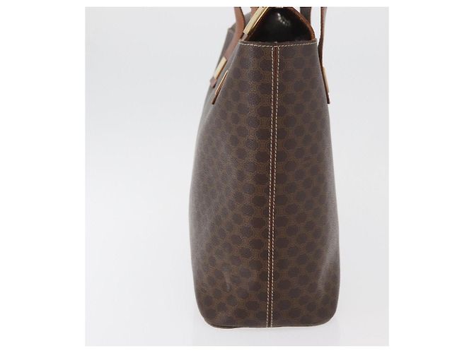 Céline Borsa CELINE Macadam Canvas PVC Pelle Marrone Oro Auth 178960 D'oro - vista 4