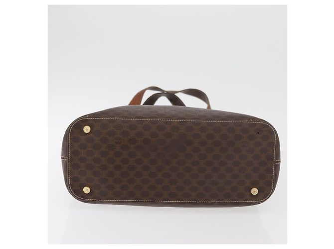 Céline Borsa CELINE Macadam Canvas PVC Pelle Marrone Oro Auth 178960 D'oro - vista 5