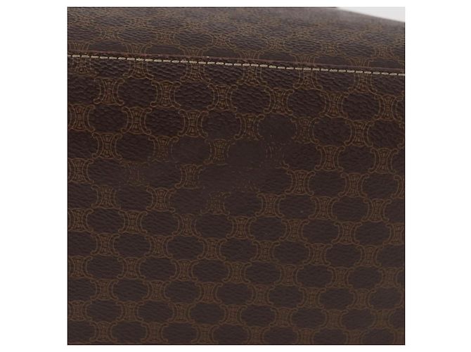 Céline Borsa CELINE Macadam Canvas PVC Pelle Marrone Oro Auth 178960 D'oro - vista 6