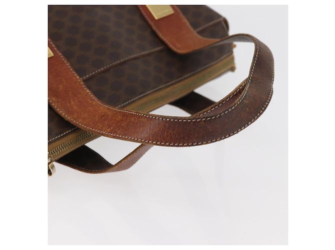 Céline Borsa CELINE Macadam Canvas PVC Pelle Marrone Oro Auth 178960 D'oro - vista 9