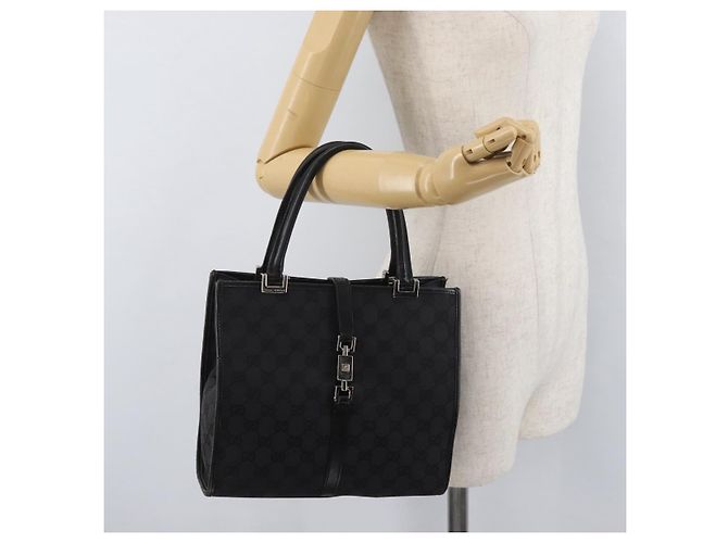 Borsa GUCCI GG Canvas Jackie Nera Argento 002 1065 Auth 178472 Nero - vista 23