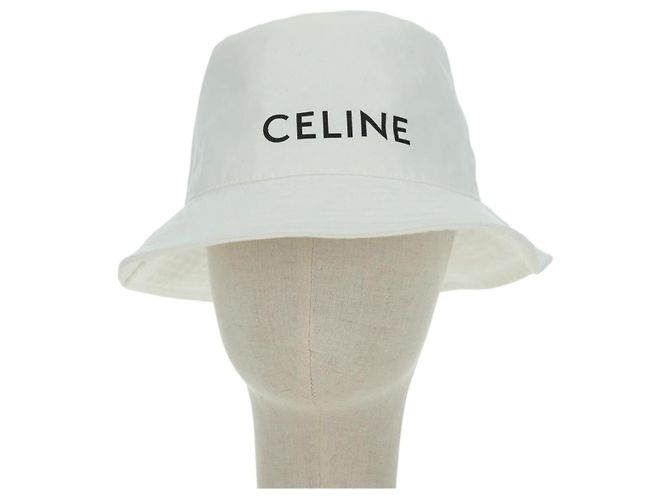 Céline Cappello Bucket CELINE in cotone L bianco Auth 175079M - vista 13