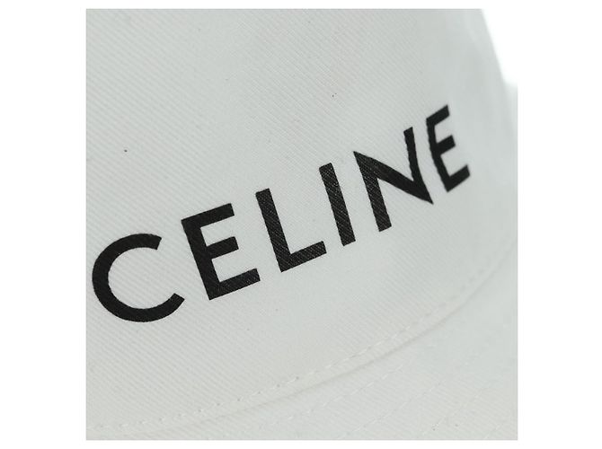 Céline Cappello Bucket CELINE in cotone L bianco Auth 175079M - vista 5